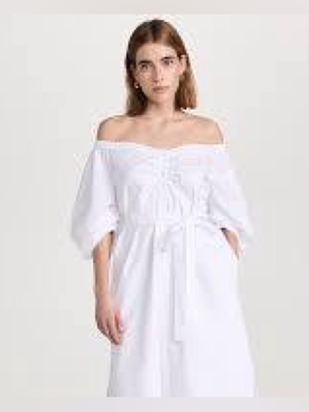 Staud white Reese off shoulder Poplin dress - Picture 4 of 9